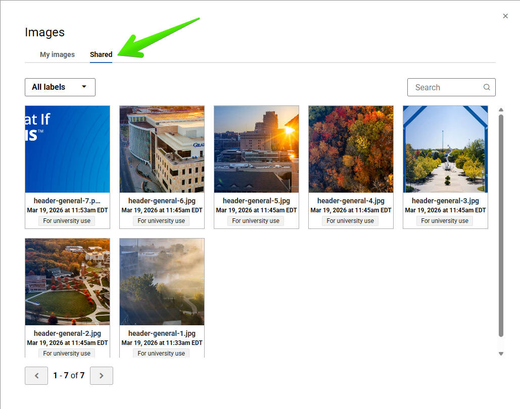 Shared image tab in Emma